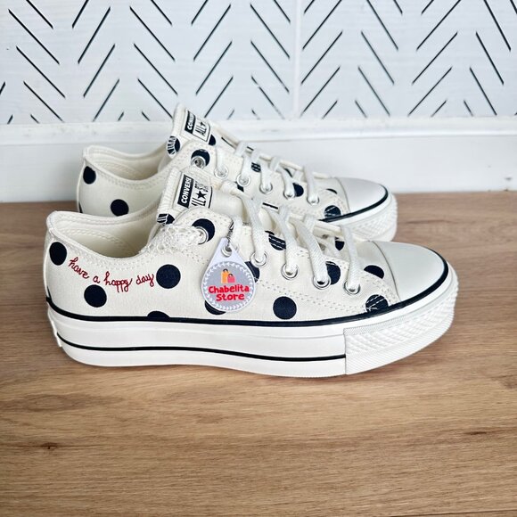 ✨Converse Chuck Taylor Lift Platform Polka Dots 8 Women Shoes White A10689C New✨ - Picture 1 of 11